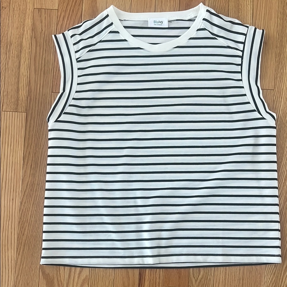 Black and White Striped Women's Top